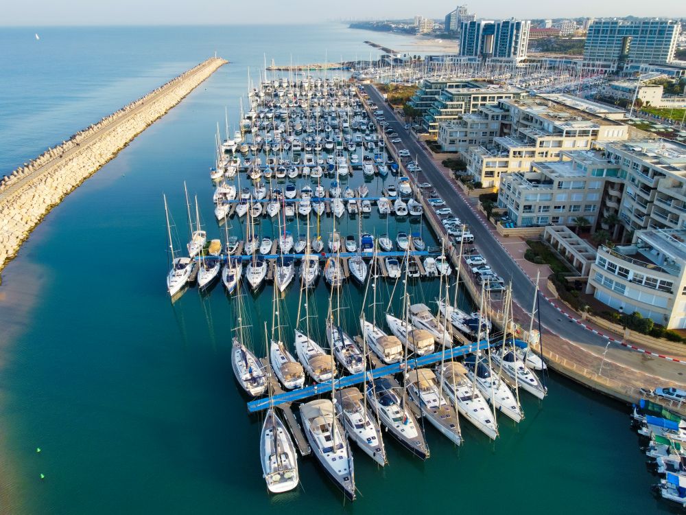 Aerial view of a marina in Palmetto Bay, Miami